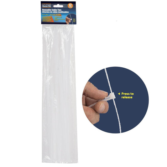 Cable Ties Reusable 12-PC, 8mmx15.7", header card Home Essentials Master Pro