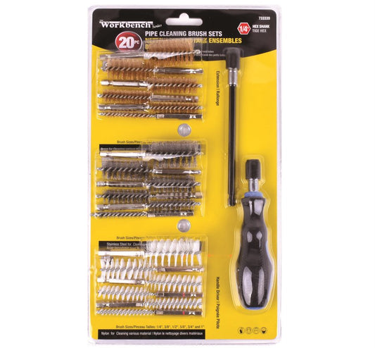 Pipe Cleaning Brushes Kit Hex Shank 1/4 inch 20PC