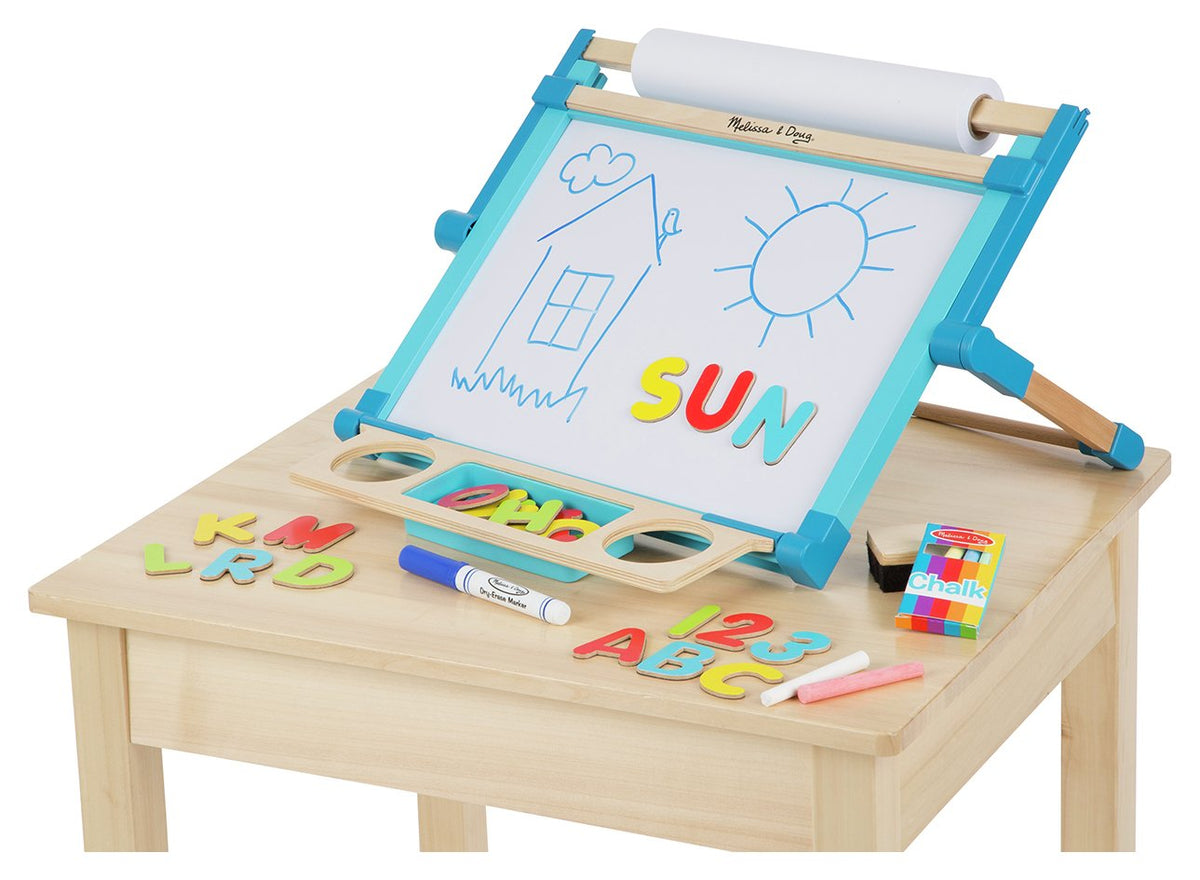 Wooden Double Sided Tabletop Easel w/Chalk, Magnets, Marker & Paper Roll Melissa & Doug - Additional View