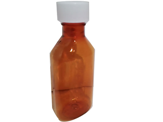 Bottle Plastic 4oz. Red Amber Clear w/Push Twist Cap Or 12/$2.00