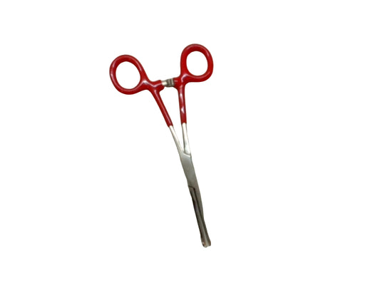 Forceps Straight Locking 6-1/4" w/Red Insulated Handles