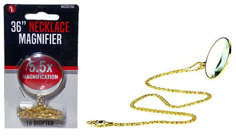 Magnifier Necklace 1-3/4" 36" Chain 5.5x Magnifier