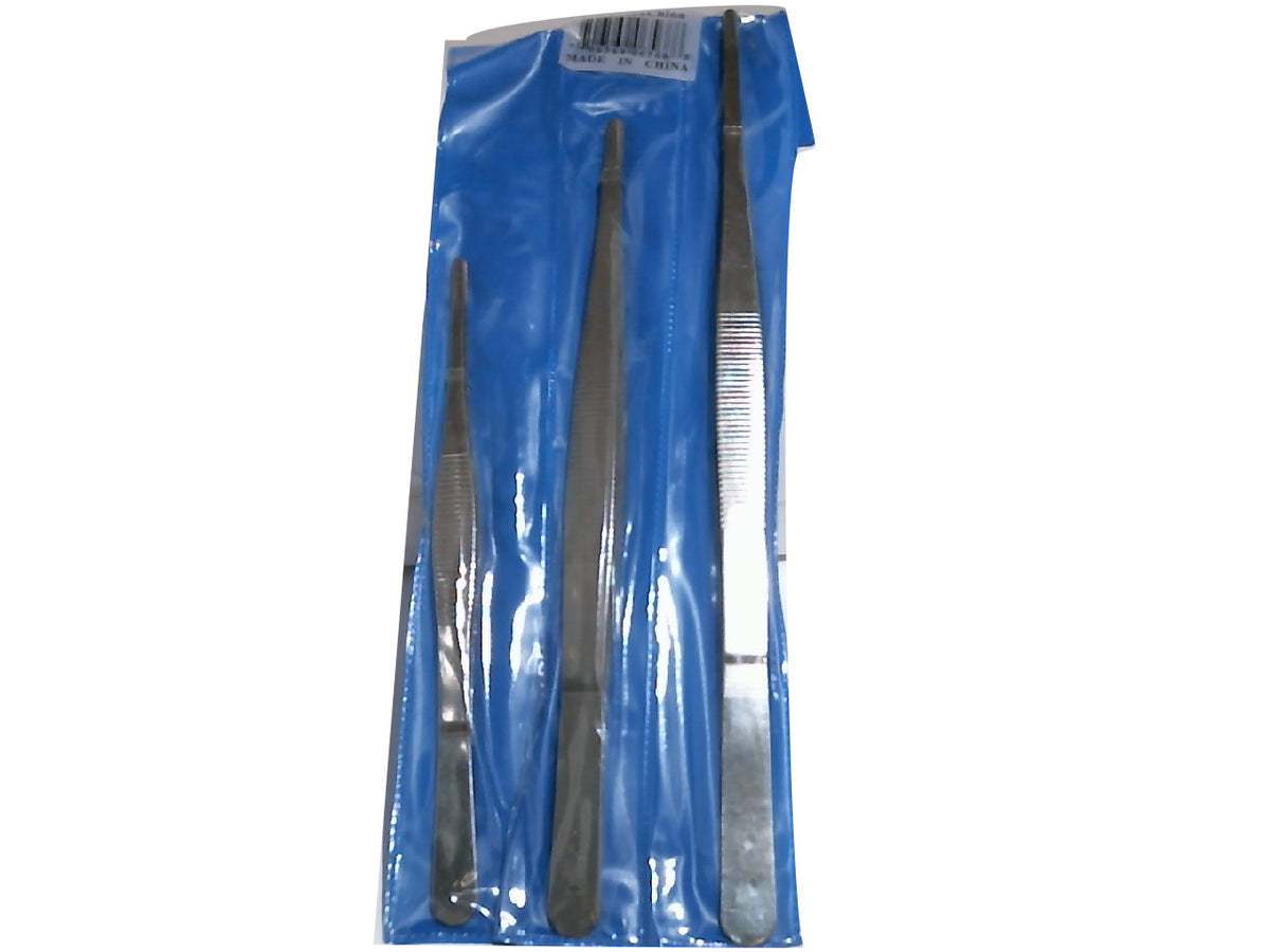 Tweezer Set 3pc. 8",10",12", Serated Tips Or B/u $3.00, $4.00 $5.00