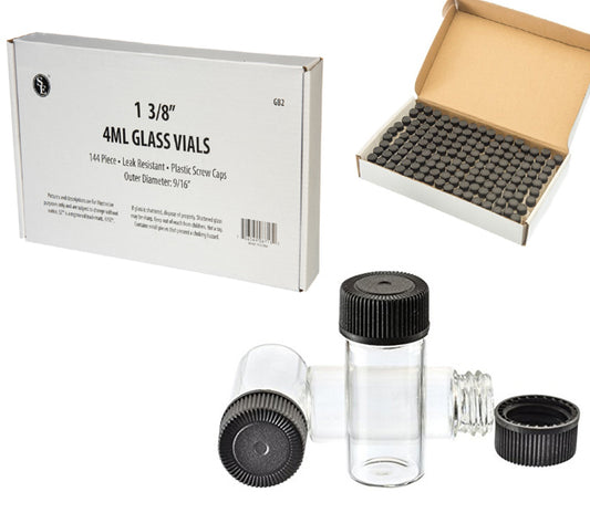Glass Vial 1-3/8" w/Black Cap Or 12/$3.49