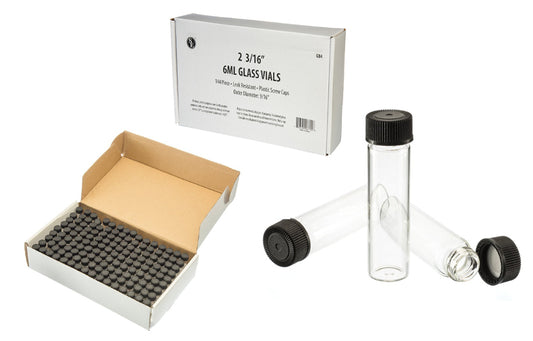 Glass Vial 2-3/16" w/Black Cap Or 12/$4.49