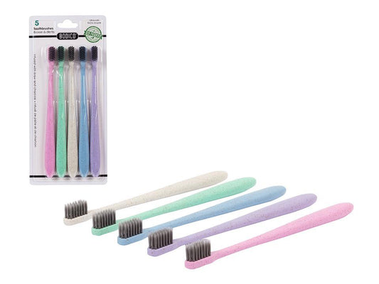 Brosse à dents 5p. Éco-responsable ultra douce effilée, N/B Bodico