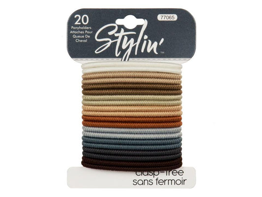 Ponyholders 20-pc Twisted  Neutrals  Clasp free Stylin