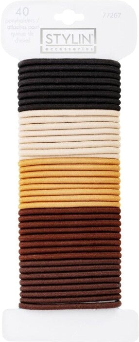 Hair Elastics 40Pk Browns Stlyin