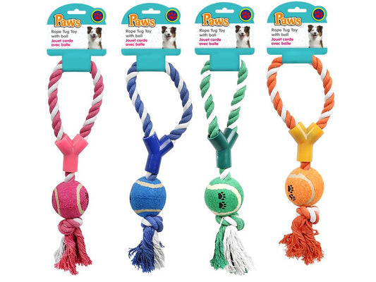Rope Throw Toy w/Ball 12" Paws