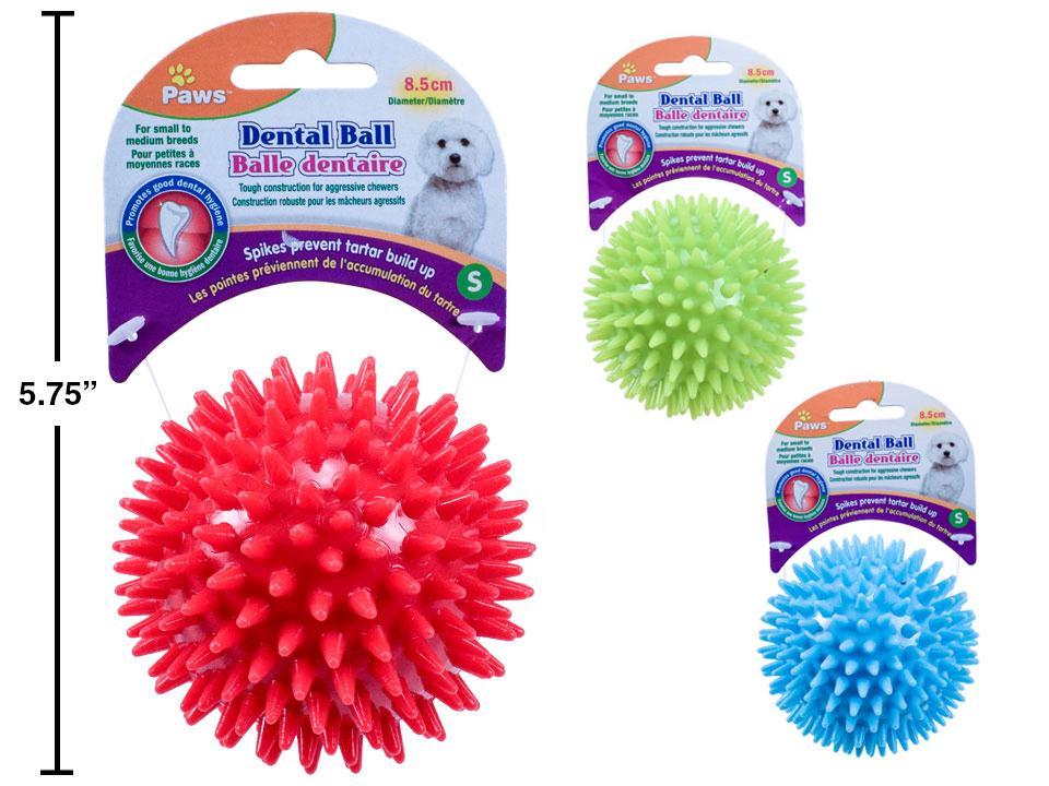 Round Dental Ball, 3.3 inch Dia., 4 colours - Paws