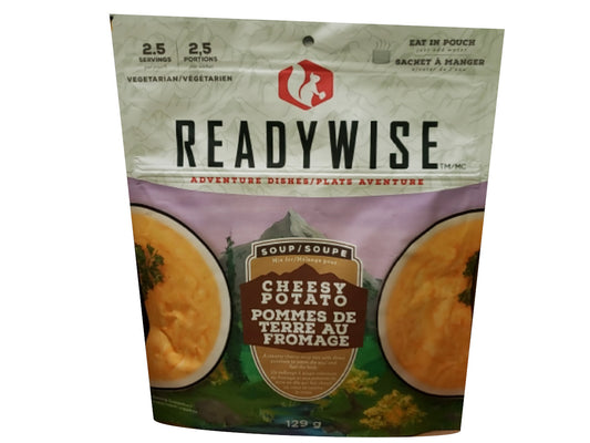 camping food Cheesy Potato 129g. makes 2.5 servings ReadyWise
