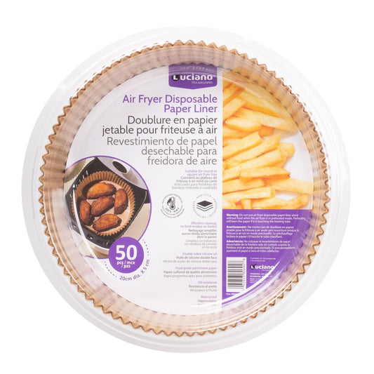 AirFryer Paper Liner 50-pc 20cm dia. X 4.5cm, clamshell Luciano