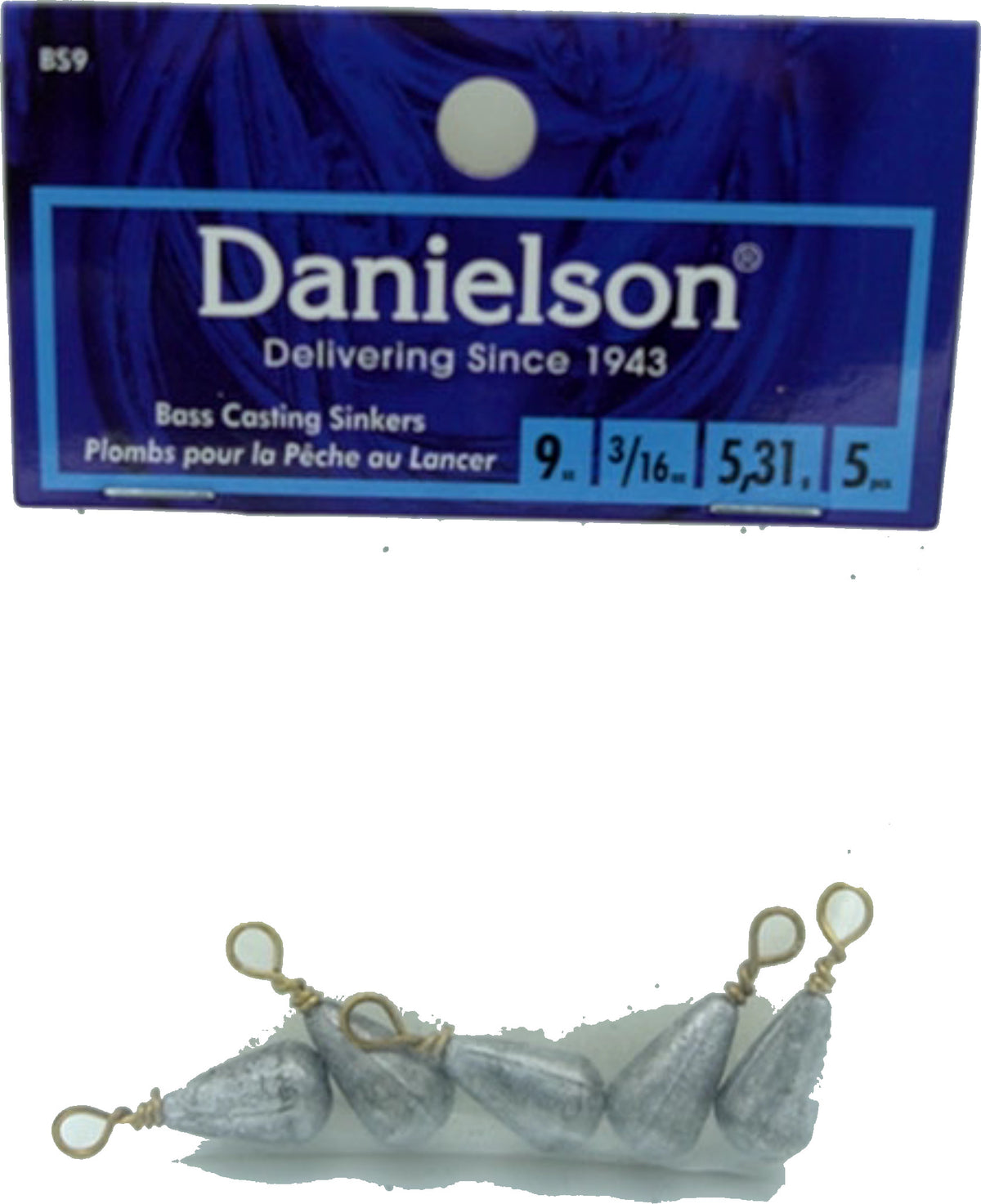 Plombs à lancer pour achigan 5 pces. 3/16 oz. Danielson