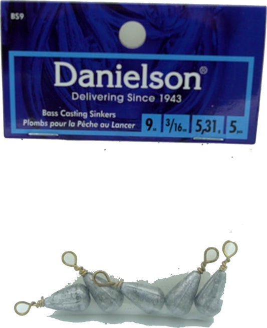 Bass Casting Sinkers 5pk. 3/16oz. Danielson