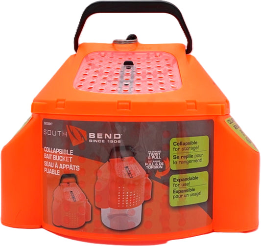 Collapsible Bait Bucket Orange Plastic South Bend
