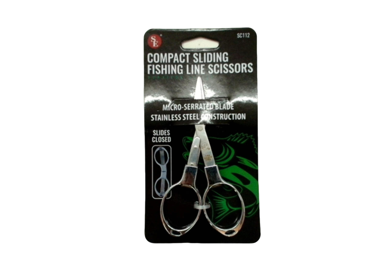 Compact Sliding Fishing Line Scissors Micro Serrated Blade Stainless Steel