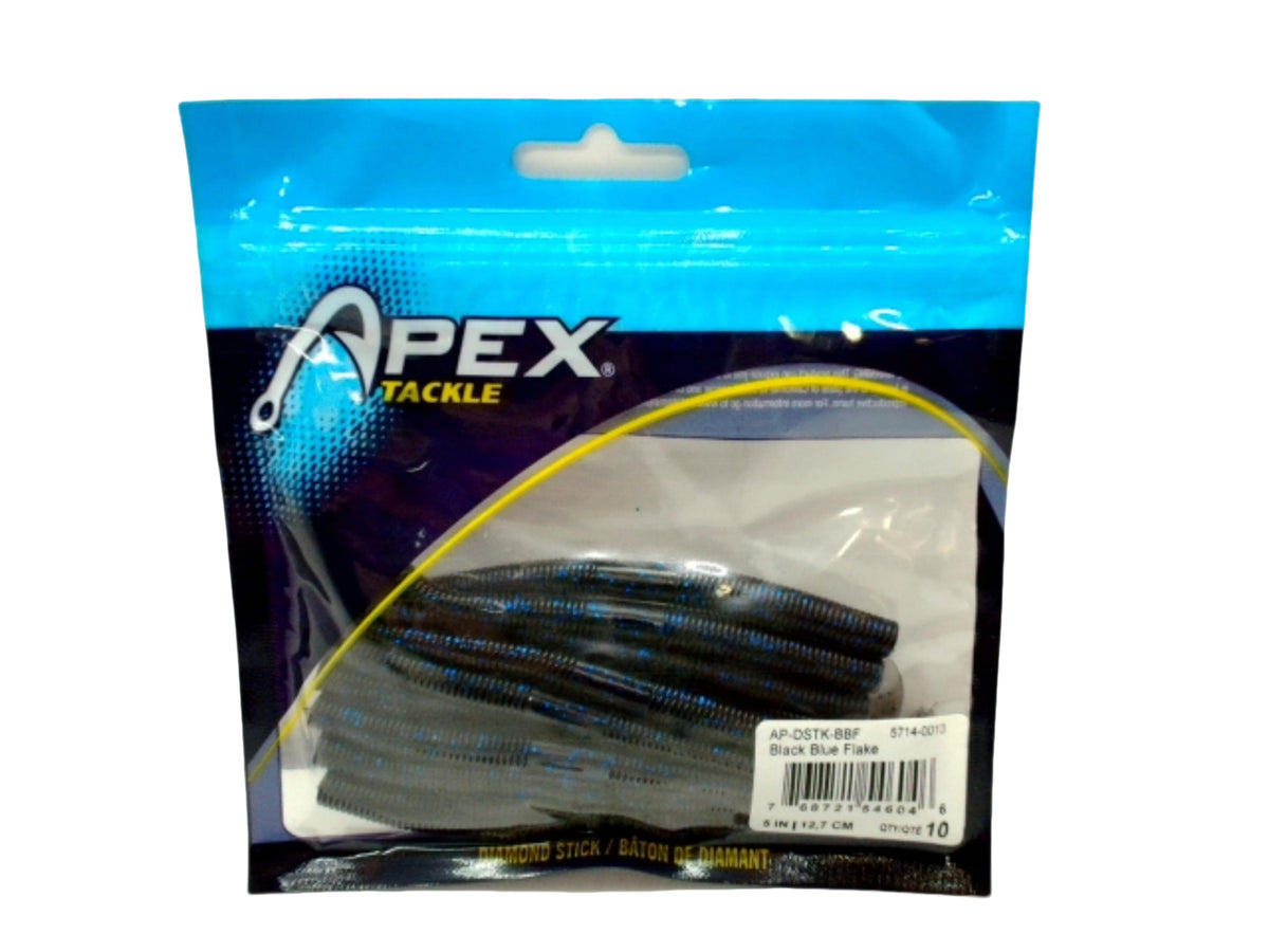 Leurre Diamond Stick paillettes noires et bleues Apex Tackle