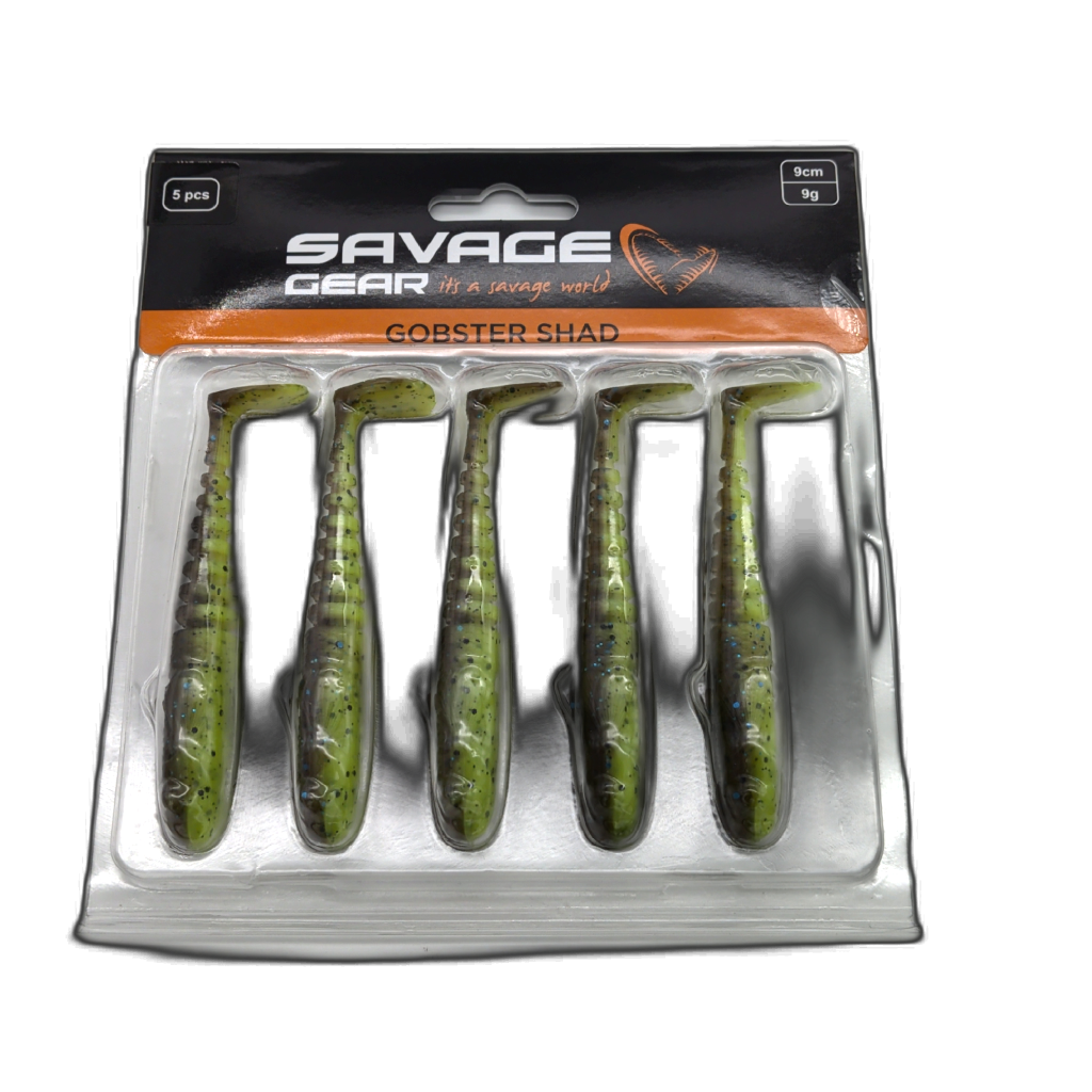 Gobster Shad 5pk. 9cm 9g. Chartreuse Citrouille Savage Gear