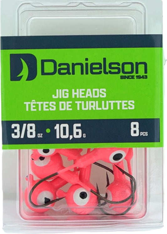 Têtes plombées 3/8 oz. Paquet de 8. Rose Danielson