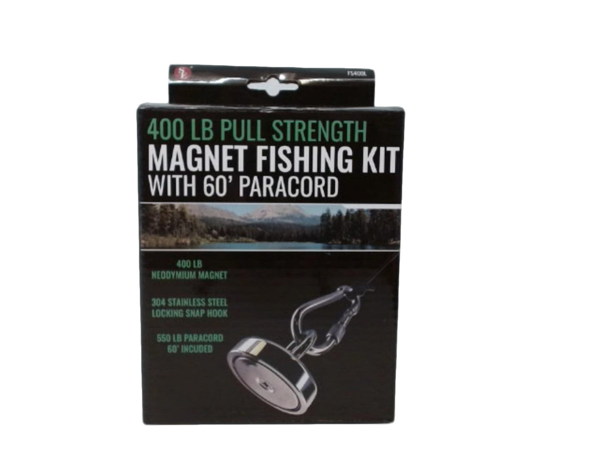Magnet Fishing Kit 400lb. Pull Strength w/60' Paracord