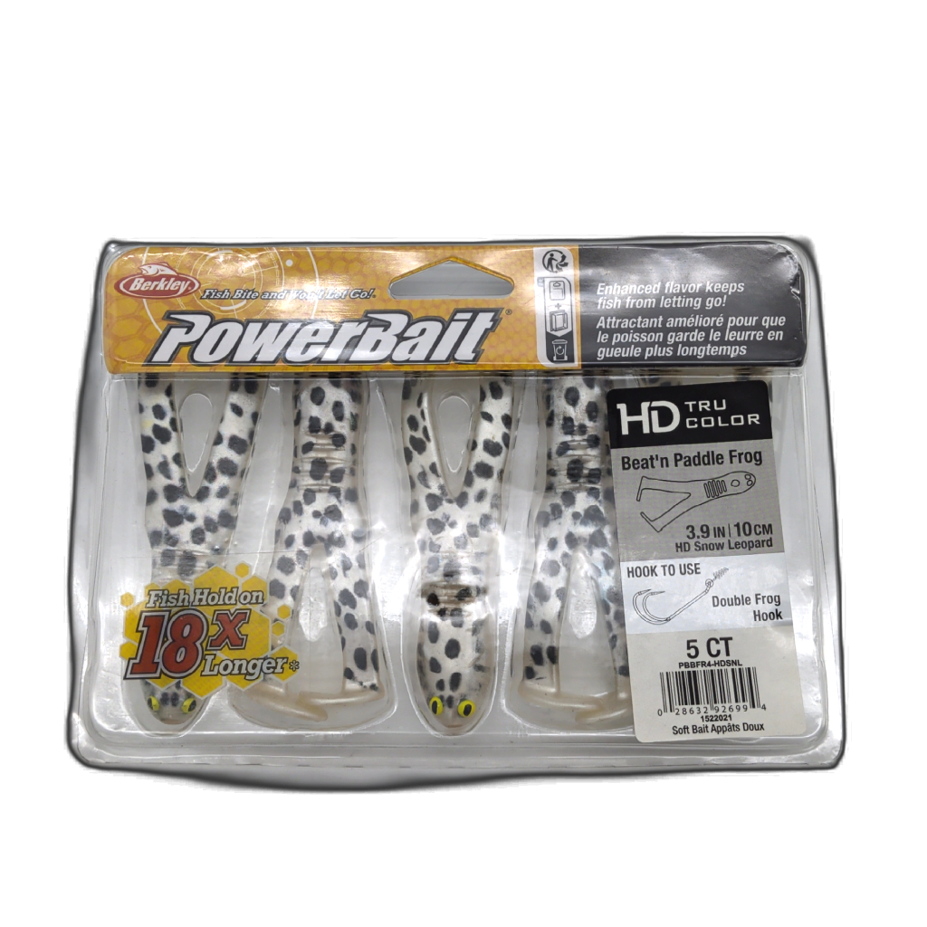 Powerbait Beat'n Paddle Frog 3.9" 5pc. Snow Leopard Berkley