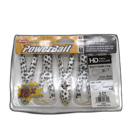 Powerbait Beat'n Paddle Frog 3.9" 5pk. Snow Leopard Berkley