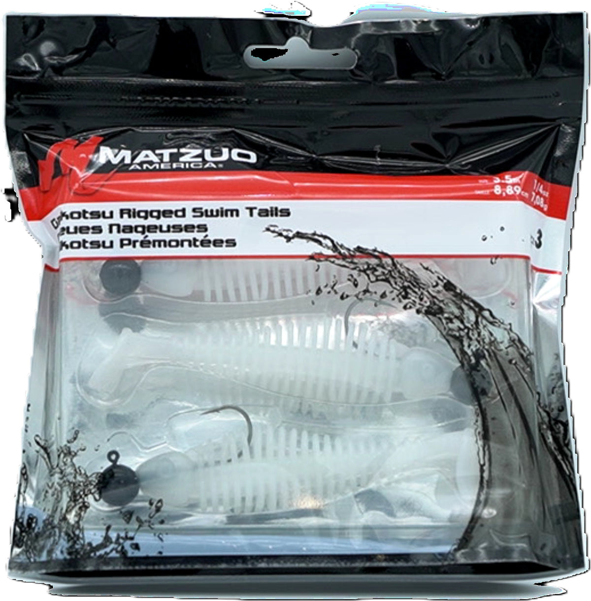 Galkotsu Rigged Swim Tails Pearl 3.5" 3pk. Matzuo - Additional View