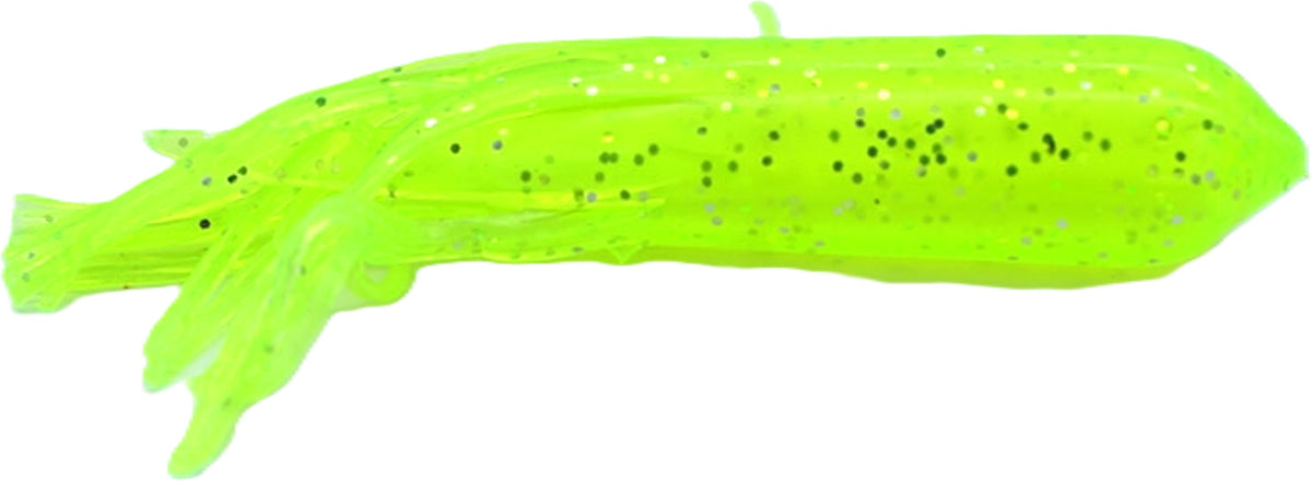 Salted Tube Chartreuse Silver Flake 3.5" 8pk. Apex Tackle