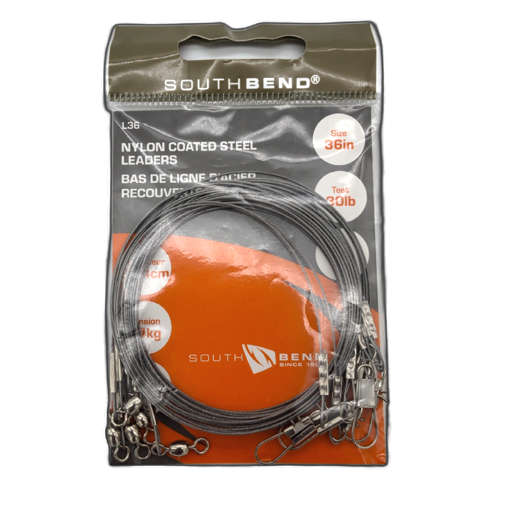 Nylon Coated Steel Leaders 36" 30lb. Test 6pk. South Bend