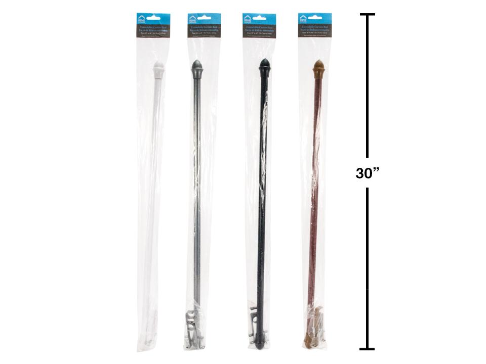 Extendable Curtain Rod w/Holders 28' to 48' 4 colors H.E.
