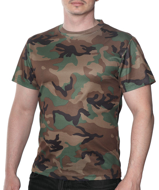 Military T-shirts Medium Woodland Kwik Dry Short Sleeve