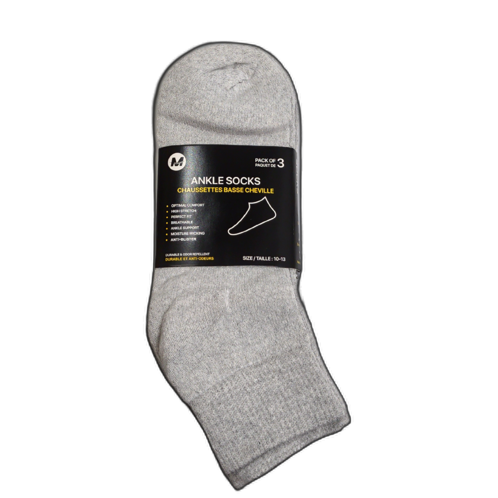 Ankle Socks 3pk. White Size 10-13