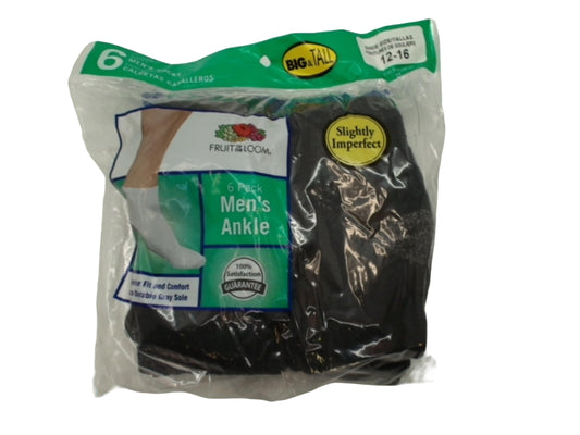 Chaussettes basses homme, lot de 6. Noir (grande taille) Fruit Of The Loom