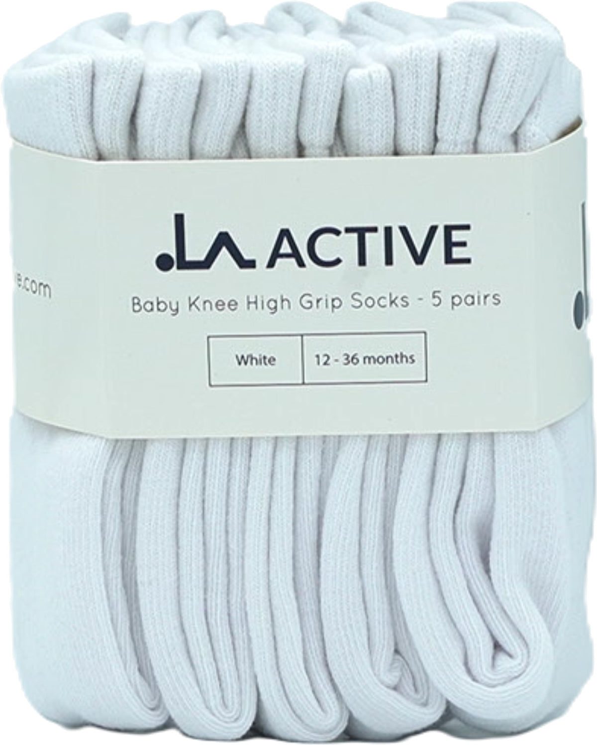 Baby Knee High Grip Socks 5pk. White La Active
