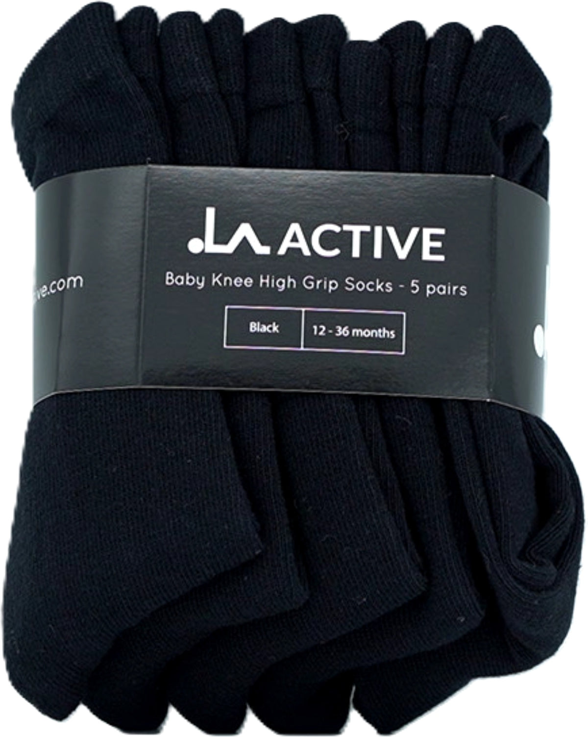 Baby Knee High Grip Socks 5pk. Black 12-36 Months La Active