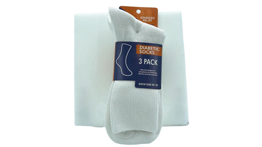 Diabetic Socks 3pk. White Size 10-13