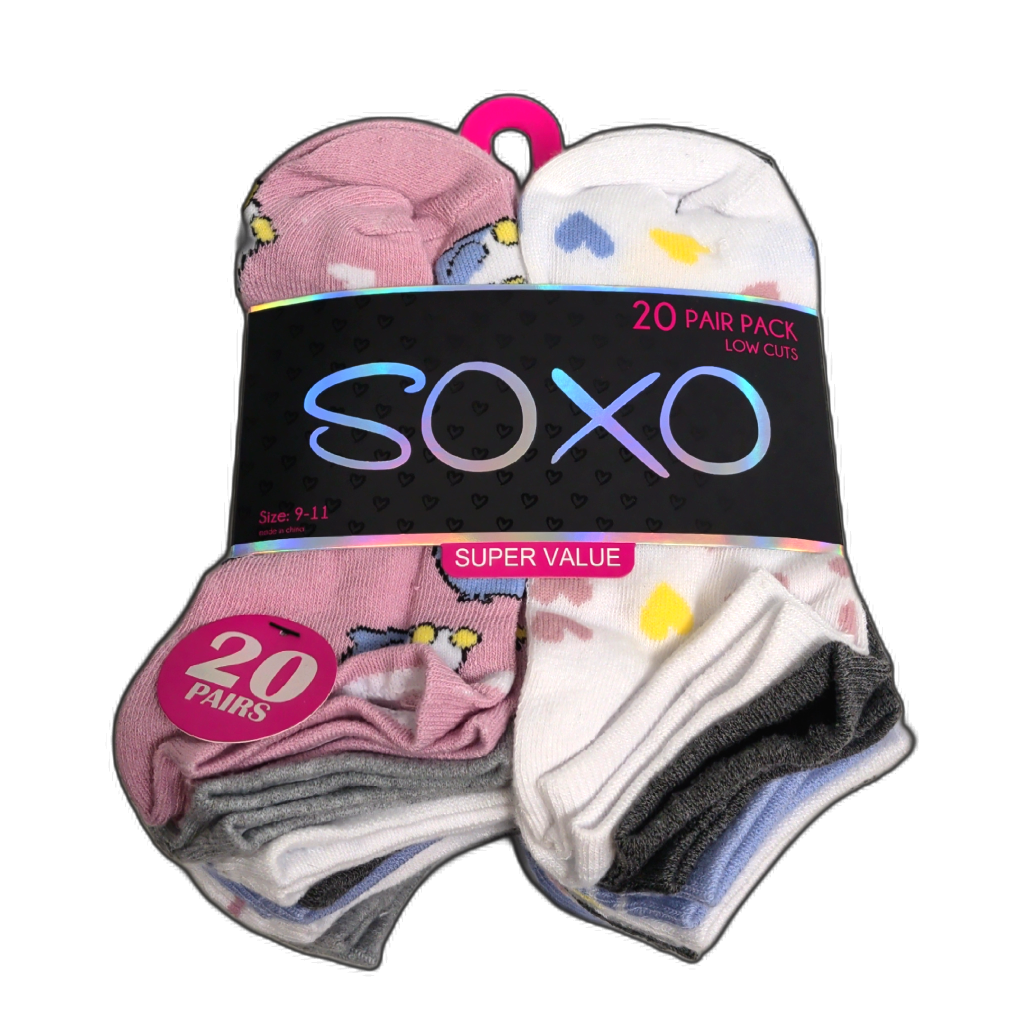 Ladies Low Cut Socks 20pk. Assorted Soxo