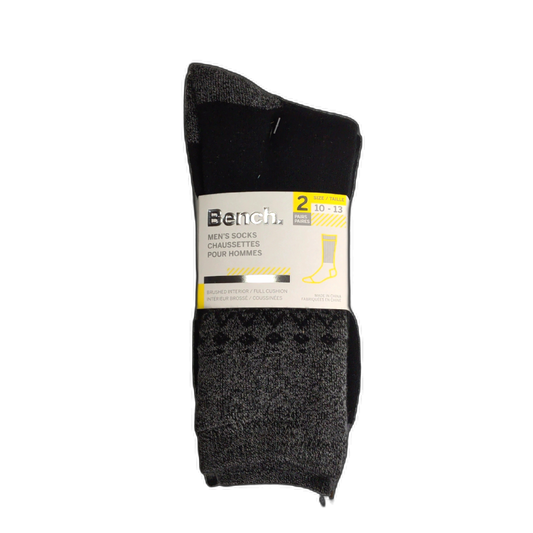 Men's Socks Full Cushion Black 2 Pair Size 10-13 Bench