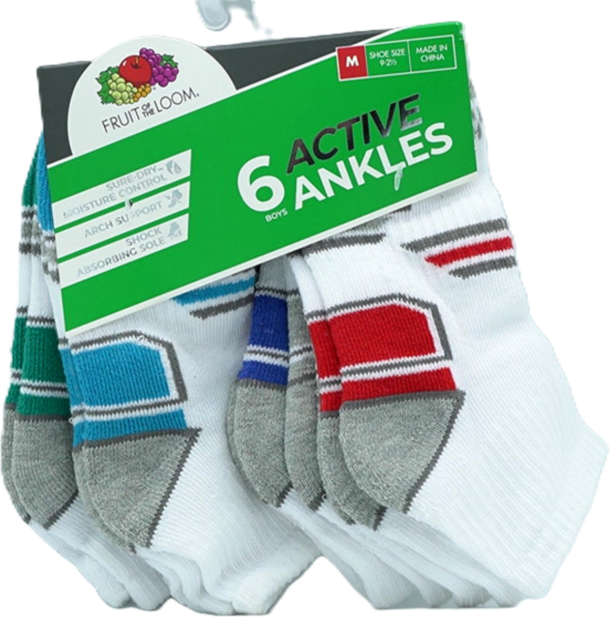 Chaussettes garçon 6 paires. Chevilles Blanc assorti Taille 9 - 2 1/2 Fruit Of The Loom