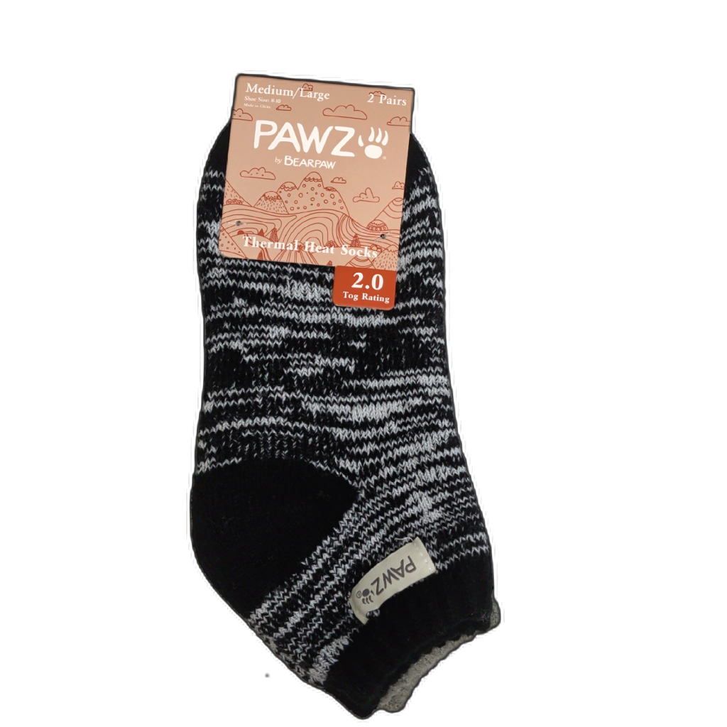 Thermal Heat Socks 2 Pairs Med/large Black & Grey Pawz