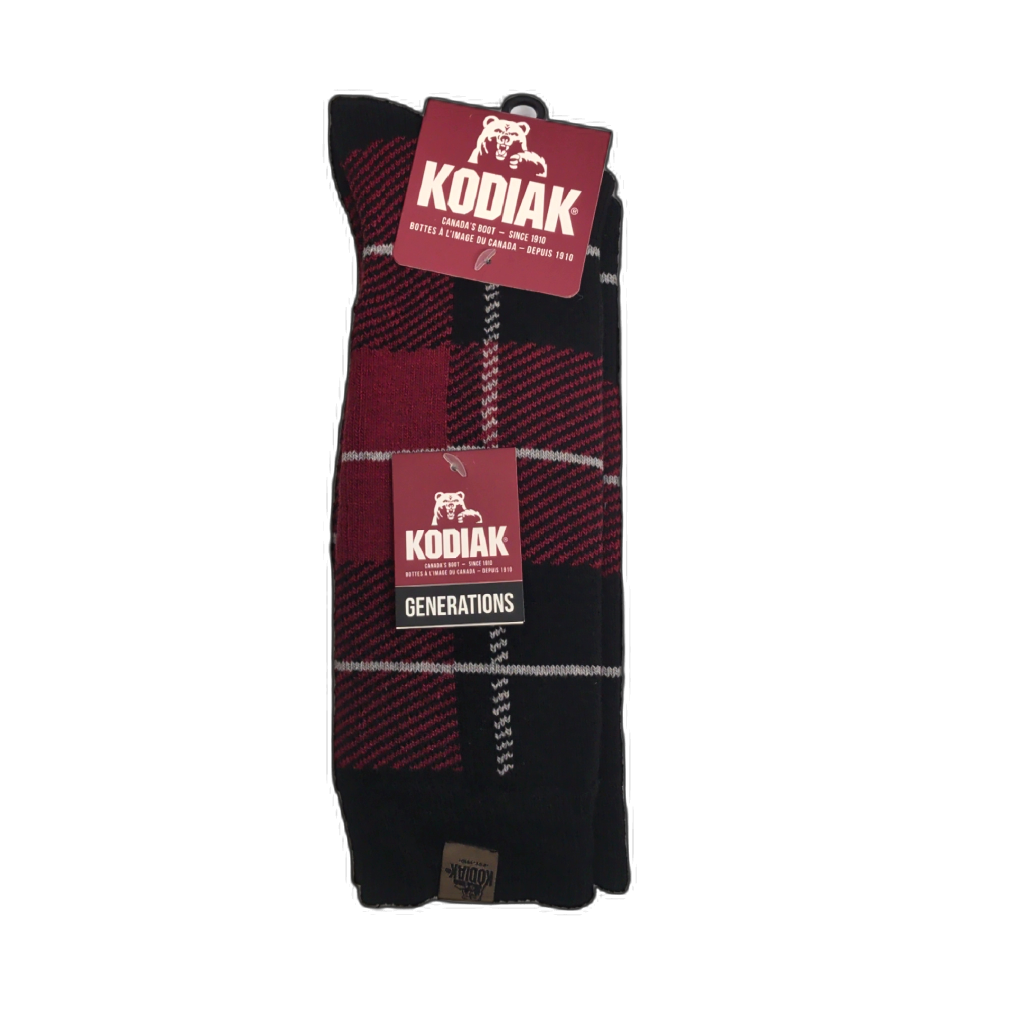 Women's Socks Size 4-10 Red & Black Plaid W/ White Stripe Kodiak