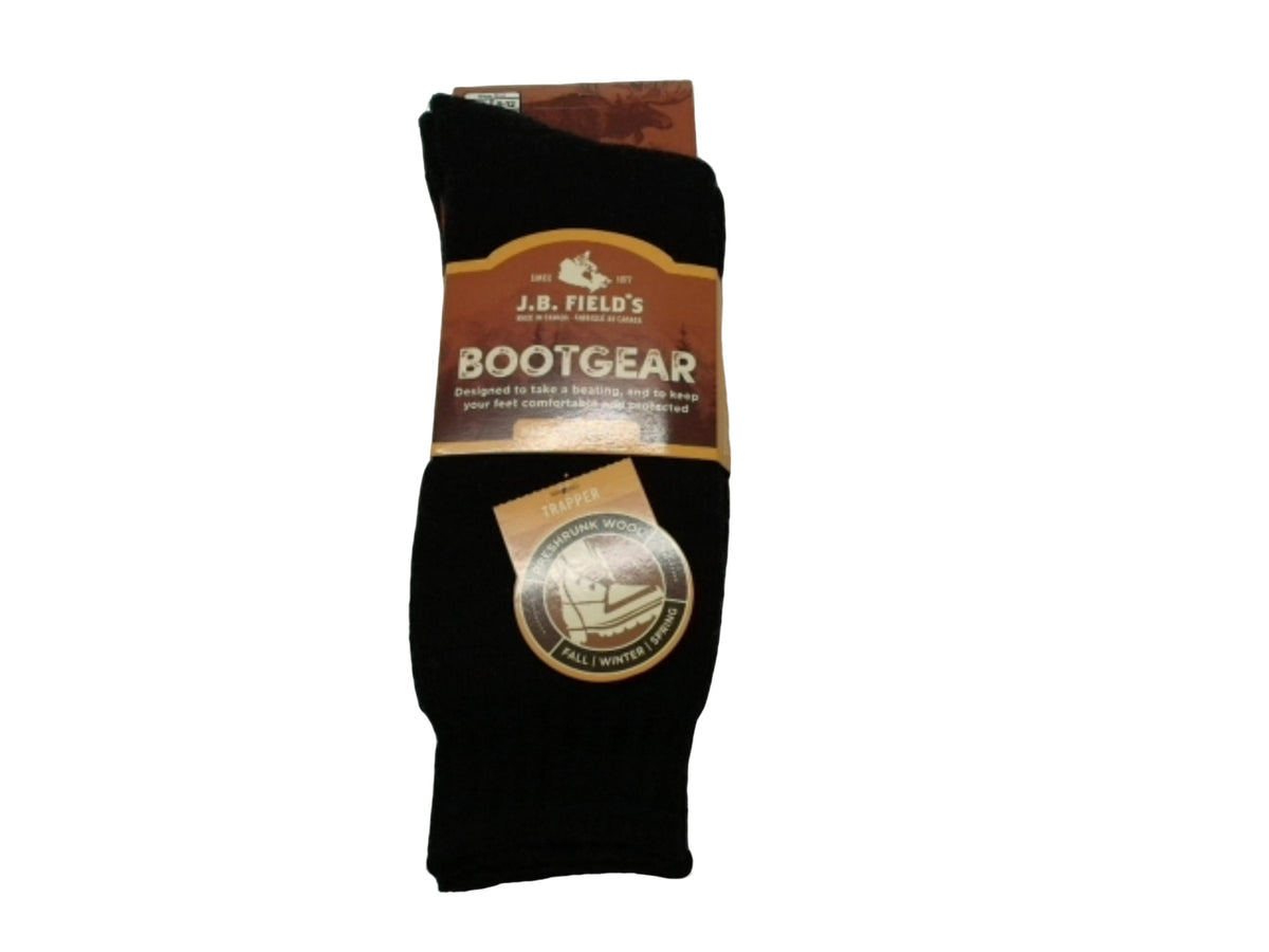 Bootgear Work Socks Men's Trapper Black Preshrunk Wool J.B. Field's Made in Canada