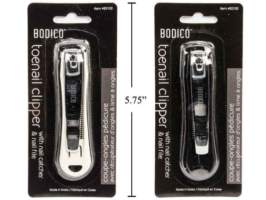 Coupe-ongles d'orteils avec récupérateur, 82mm, 2 coul. : noir et blanc Bodico
