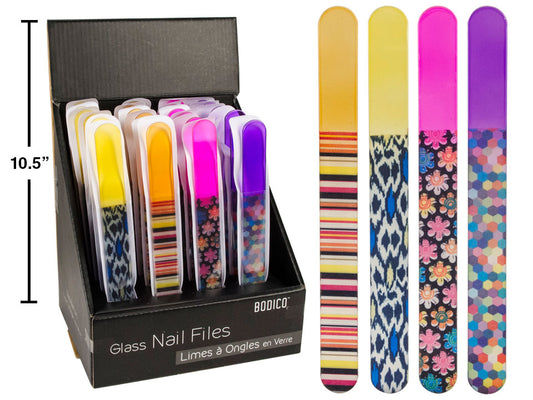GLASS NAIL FILES PRINTED 4/Colours 24/PDQ (NET BODICO