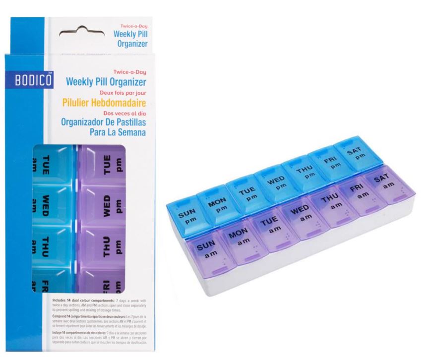 Weekly Pill Organizer, AM / PM Bodico