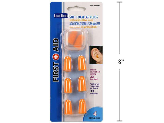 Ear plugs 4 pair with case first-aid bodico