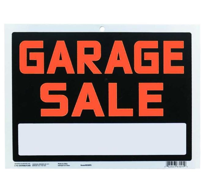 PVC Sign "Garage Sale" 9x12"