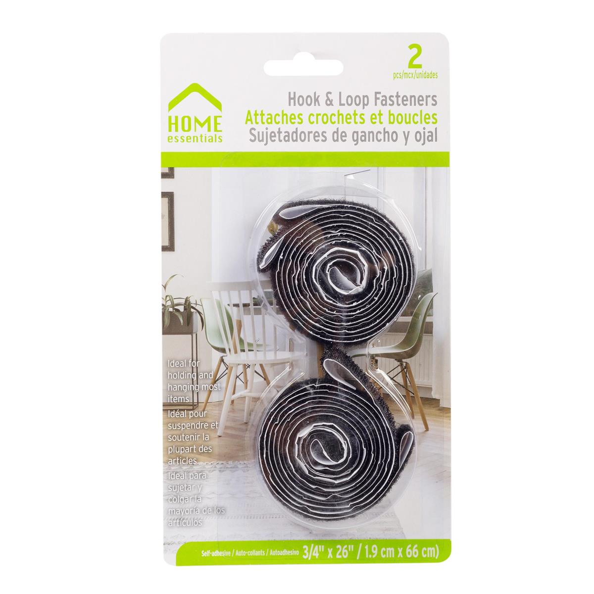 Attaches auto-agrippantes (velcro) 3/4x26 pouces 1.9x66cm auto-adhésives