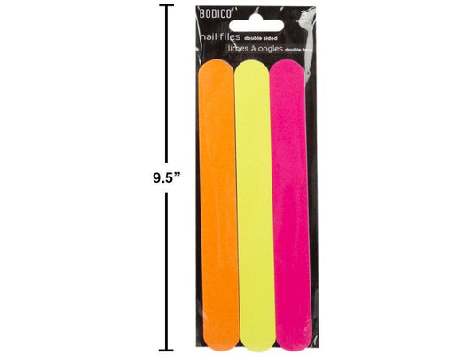Nail Files 3-pc Double Sided Neon Bodico