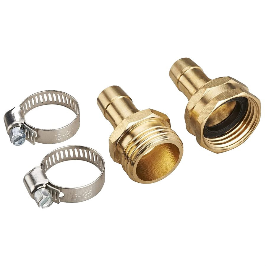 Hose Repair Coupling 1/2" Male & Female w/ Clamps Rain Wave